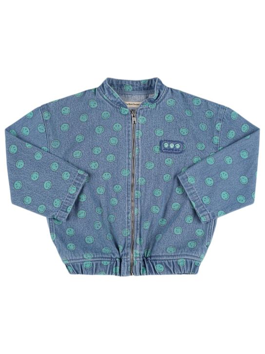 The New Society: Printed cotton denim bomber jacket - Light Blue - kids-boys_0 | Luisa Via Roma