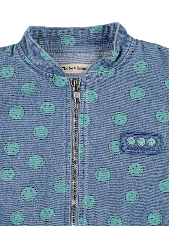 The New Society: Printed cotton denim bomber jacket - Light Blue - kids-boys_1 | Luisa Via Roma