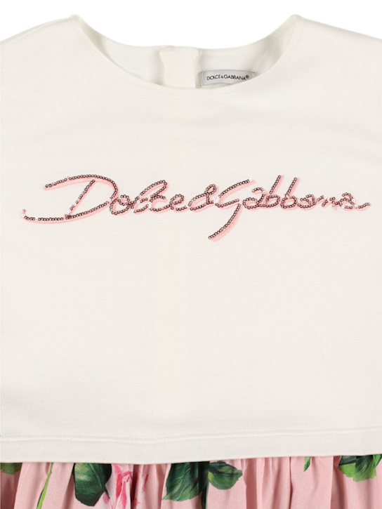 Dolce&Gabbana: コットンワンピース - ホワイト/マルチ - kids-girls_1 | Luisa Via Roma