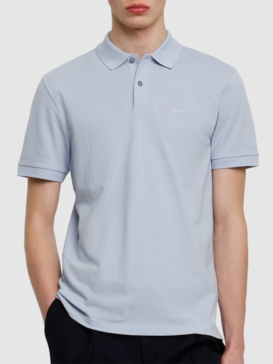 Boss: Pallas cotton polo - Light Blue - men_2 | Luisa Via Roma