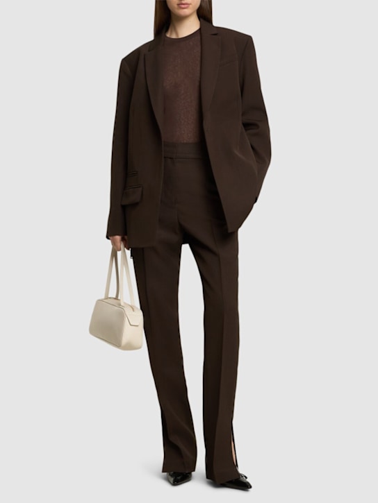 Jacquemus: Le Pantalon Tibau straights pants - Dark Brown - women_1 | Luisa Via Roma
