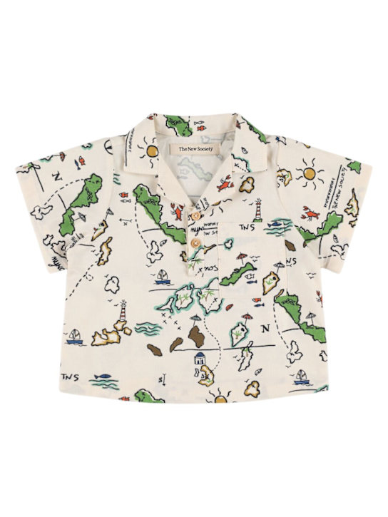 The New Society: Printed cotton poplin shirt - Bej - kids-boys_0 | Luisa Via Roma