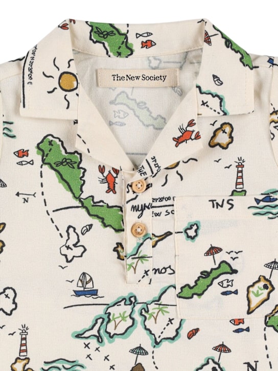 The New Society: Printed cotton poplin shirt - Bej - kids-boys_1 | Luisa Via Roma