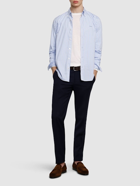Boss: Roan striped cotton blend shirt - men_1 | Luisa Via Roma