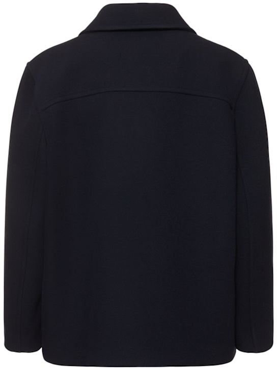 Valentino: Textured wool peacot - Navy - men_3 | Luisa Via Roma