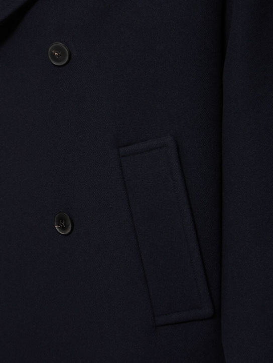 Valentino: Textured wool peacot - Navy - men_4 | Luisa Via Roma