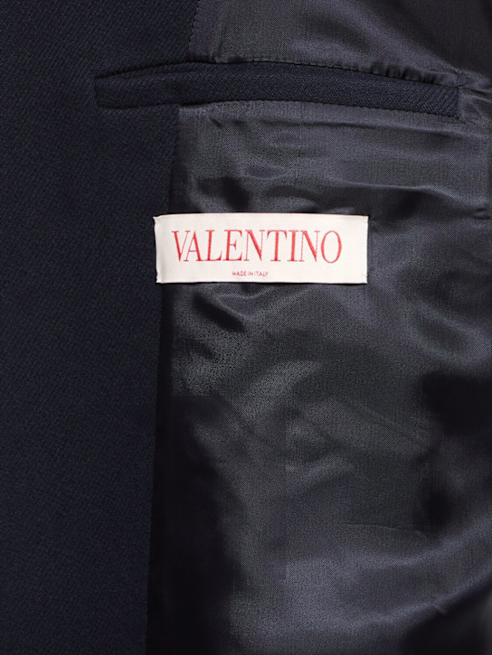 Valentino: Textured wool peacot - Navy - men_5 | Luisa Via Roma