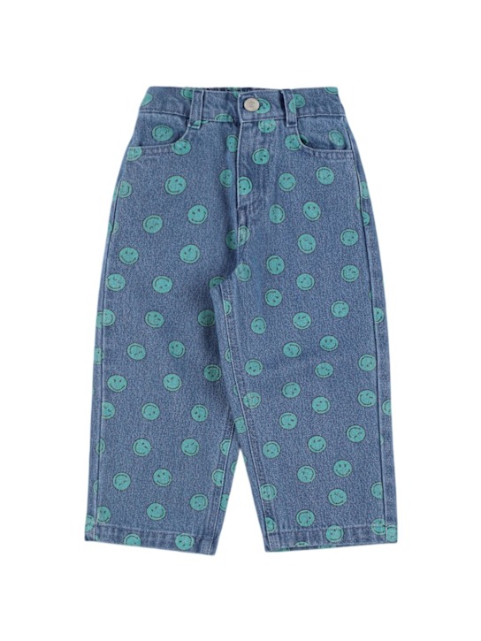 The New Society: Printed cotton denim pants - Light Blue - kids-boys_0 | Luisa Via Roma
