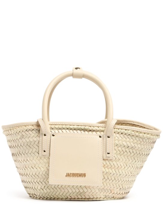 Jacquemus: Borsa Le Petit Panier Soli in rafia e pelle - women_0 | Luisa Via Roma