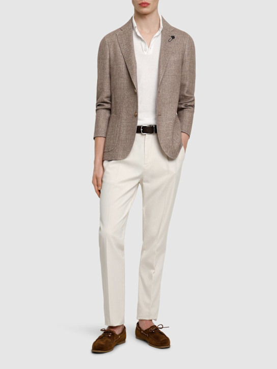 Lardini: Wool & linen single breasted blazer - men_1 | Luisa Via Roma