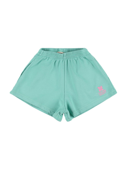 The New Society: コットンスウェットショートパンツ - ティールグリーン - kids-boys_0 | Luisa Via Roma