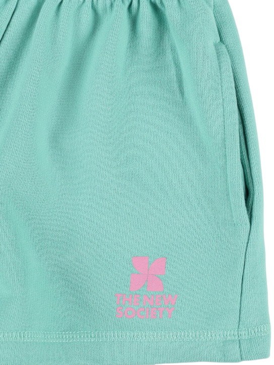 The New Society: コットンスウェットショートパンツ - ティールグリーン - kids-boys_1 | Luisa Via Roma