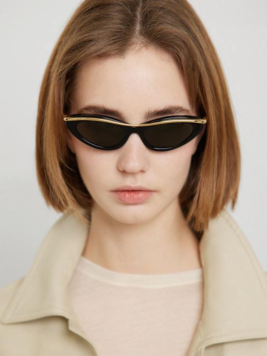 Loewe: Signature猫眼金属太阳镜 - 黑色/烟色 - women_1 | Luisa Via Roma