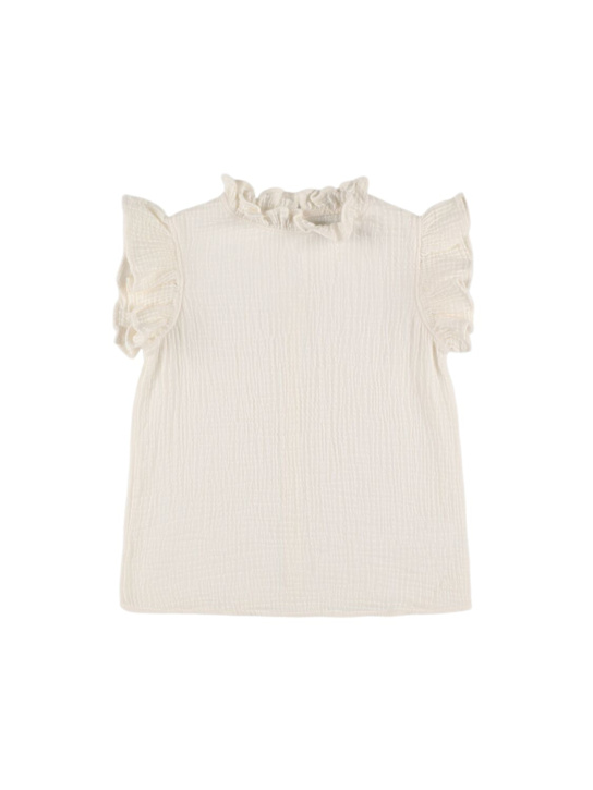 The New Society: Top in cotone seersucker - Bianco - kids-girls_0 | Luisa Via Roma