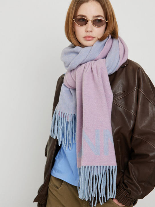 GANNI: Fringed recycled wool scarf - women_1 | Luisa Via Roma