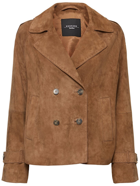 ＜OBLATO＞Weekend Max Mara スエードジャケット Double-breasted suede jacket, kaki | Weekend Max Mara