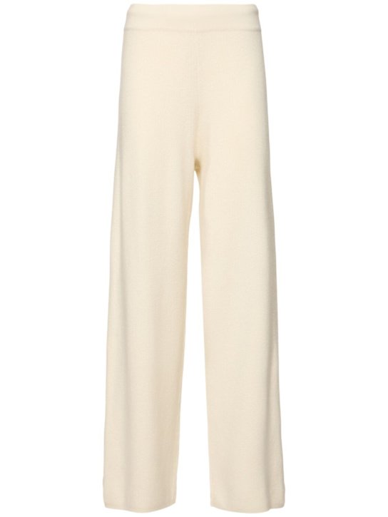 Extreme Cashmere: Strut cashmere blend knitted pants - Cream - women_0 | Luisa Via Roma