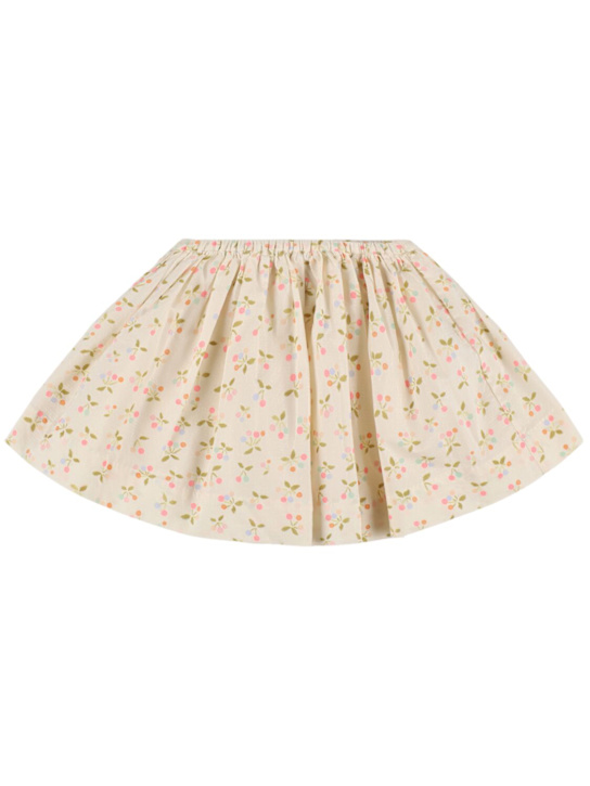 Bonpoint: Cherry print pleated cotton skirt - Multicolor - kids-girls_0 | Luisa Via Roma