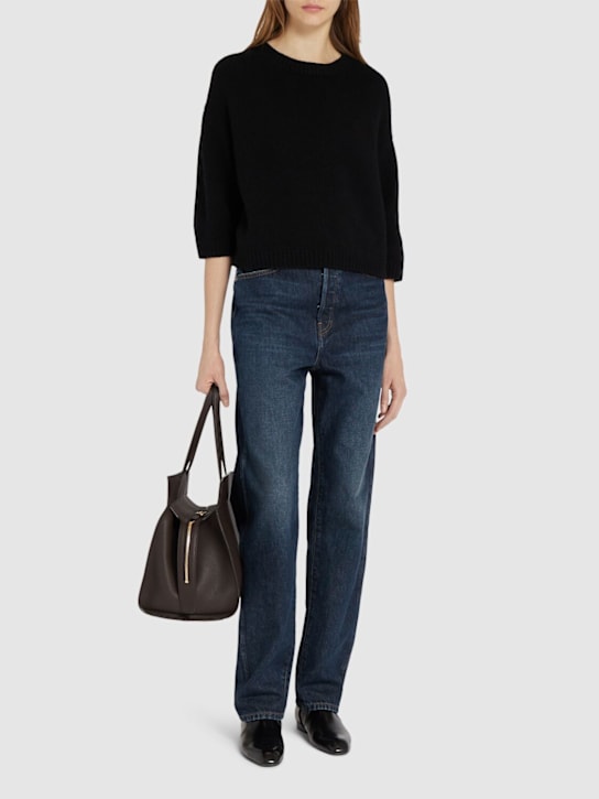 Khaite: Sabina short sleeve cashmere sweater - ブラック - women_1 | Luisa Via Roma