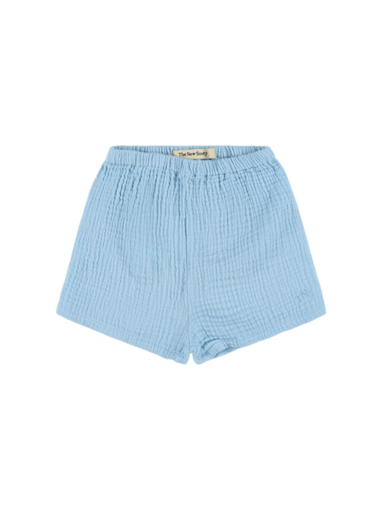 The New Society: コットンモスリンショートパンツ - ライトブルー - kids-boys_0 | Luisa Via Roma