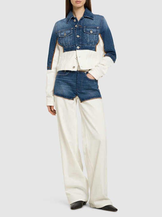 Jean Paul Gaultier: Petit Grand trompe l'oeil wide jeans - Blue/White - women_1 | Luisa Via Roma