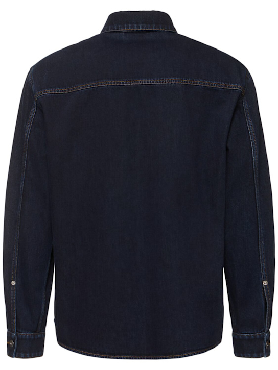 Burberry: Cotton blend denim shirt - Indigo - men_3 | Luisa Via Roma