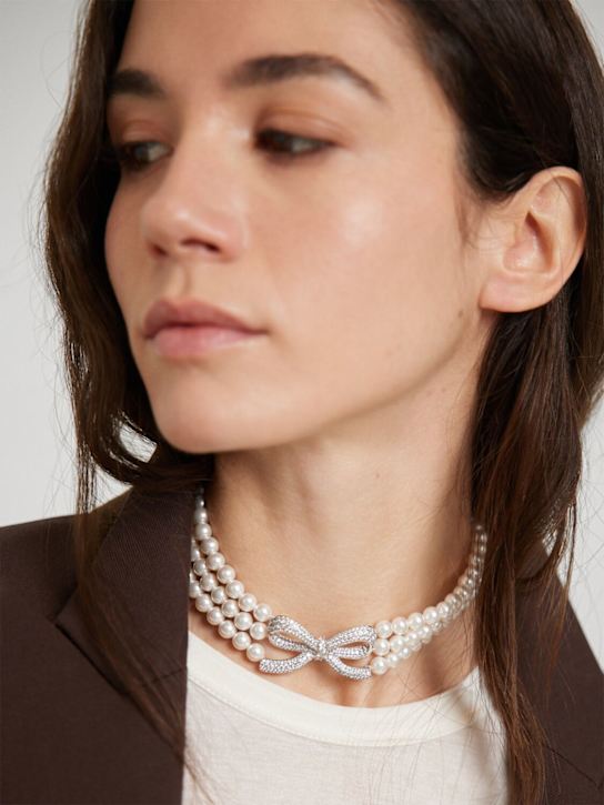 Self-portrait: Faux pearl bow choker - women_1 | Luisa Via Roma