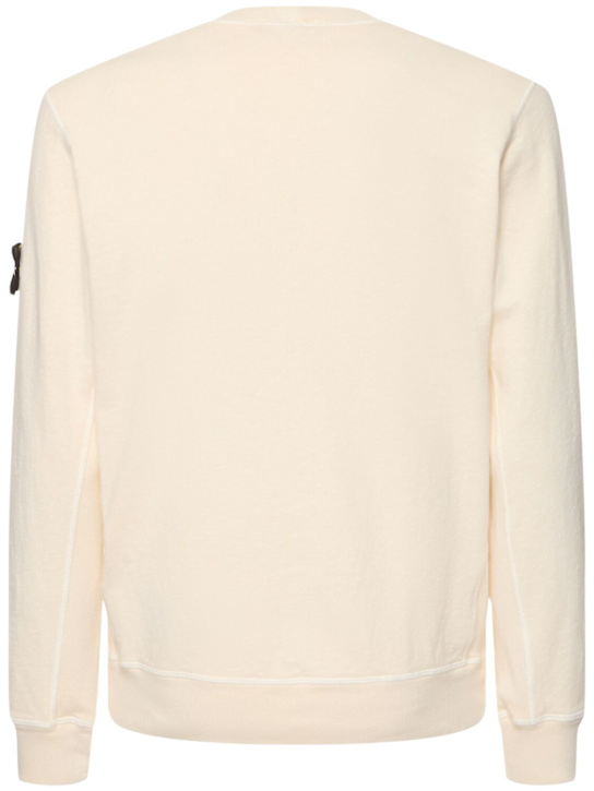 Stone Island: Crewneck cotton sweatshirt - Ivory - men_3 | Luisa Via Roma