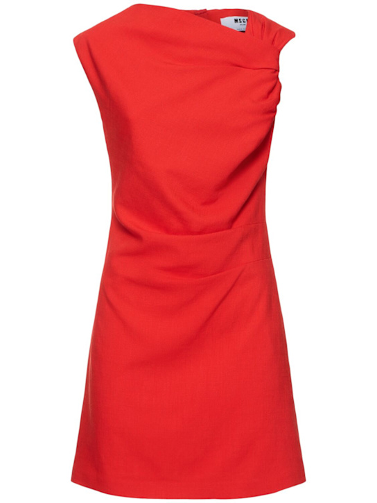 MSGM: Vestito in jersey drappeggiato - Rosso - women_0 | Luisa Via Roma