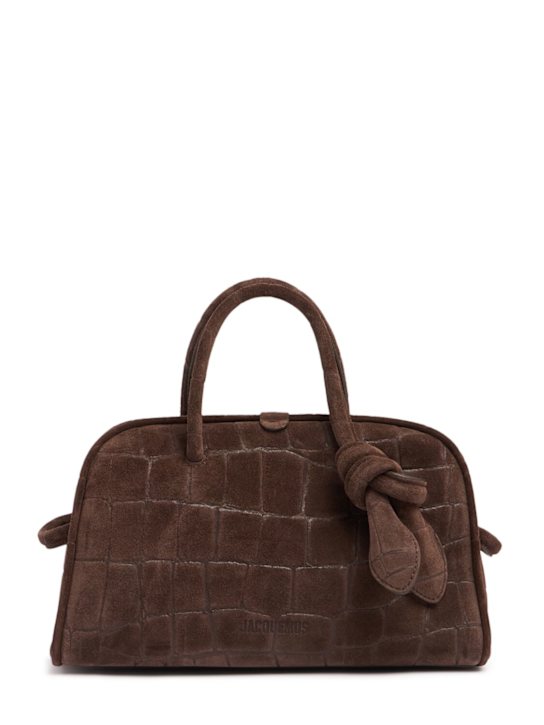Jacquemus: Le Petit Turismo croc embossed suede bag - women_0 | Luisa Via Roma