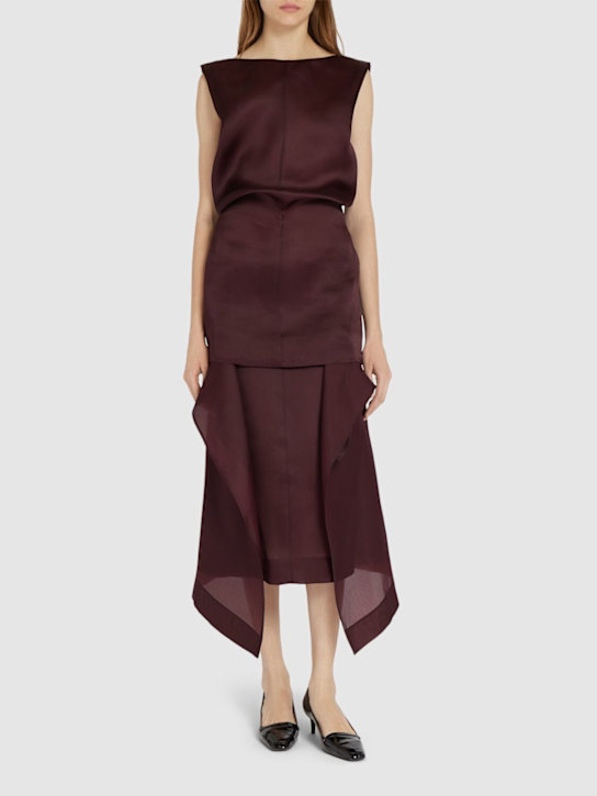 Khaite: Nina layered panel midi skirt - Burgundy - women_1 | Luisa Via Roma