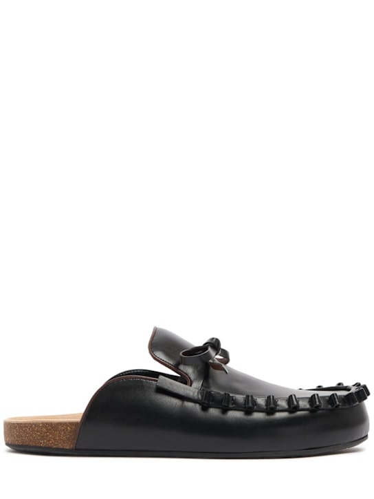 JW Anderson: Ruffled leather loafers - Black - men_0 | Luisa Via Roma