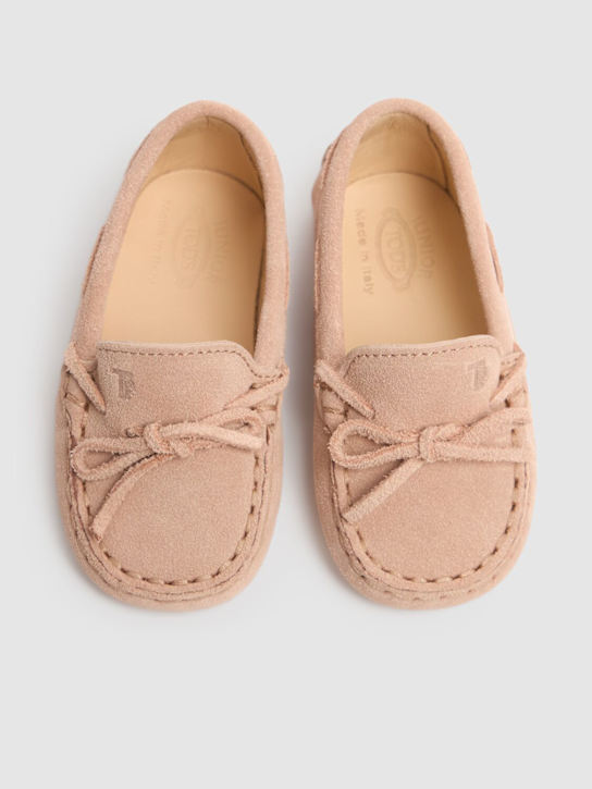 TOD'S JUNIOR: Gommino スエードローファー - ピンク - kids-girls_1 | Luisa Via Roma