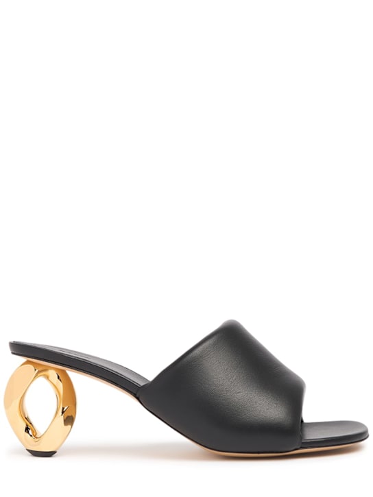 JW Anderson: 75mm Chain heel leather mule sandals - Black - women_0 | Luisa Via Roma