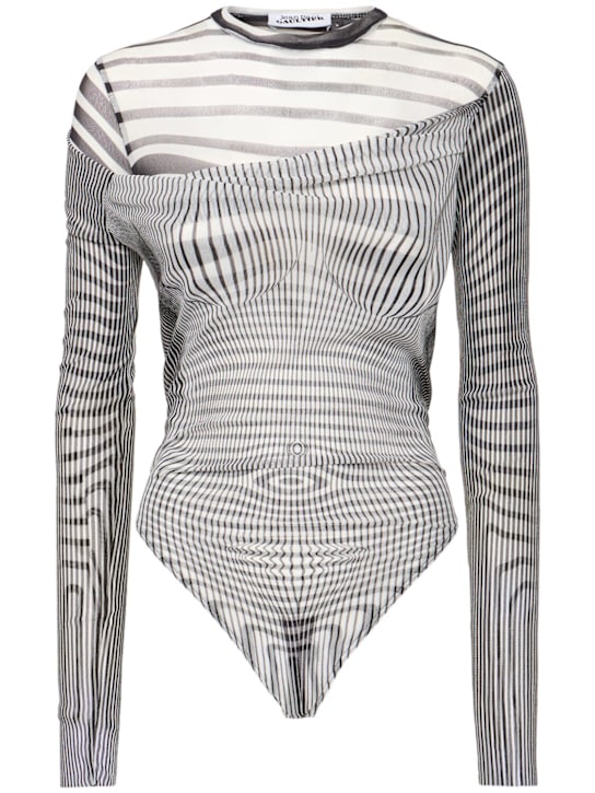 Jean Paul Gaultier: Body morphing printed mesh bodysuit - women_0 | Luisa Via Roma