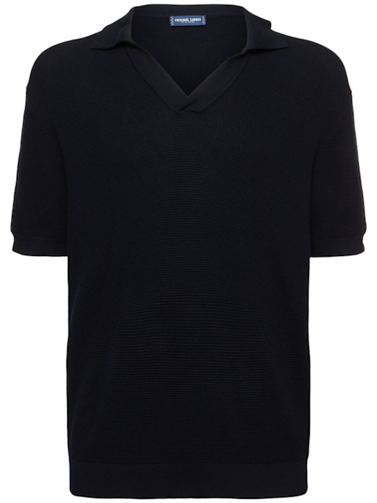 Frescobol Carioca: Rino STR salt & pepper stitch polo - Navy - men_0 | Luisa Via Roma