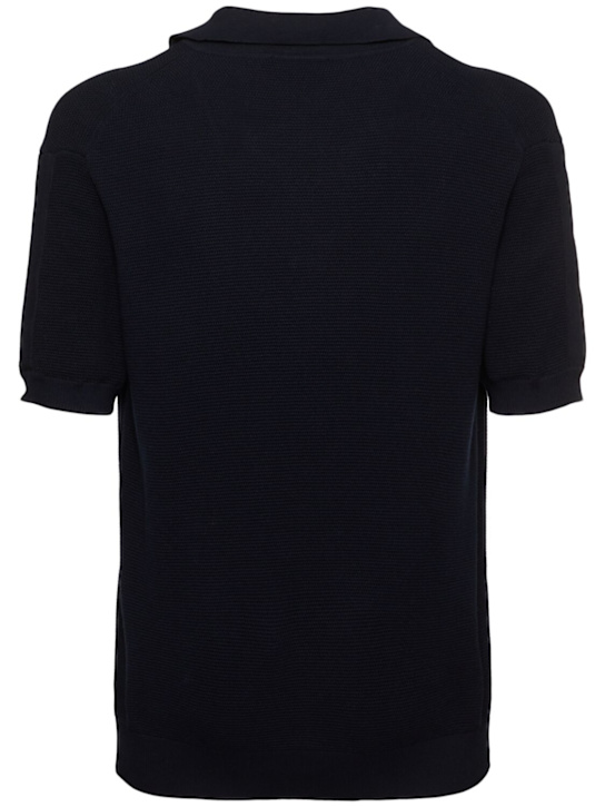 Frescobol Carioca: Rino STR salt & pepper stitch polo - Navy - men_3 | Luisa Via Roma