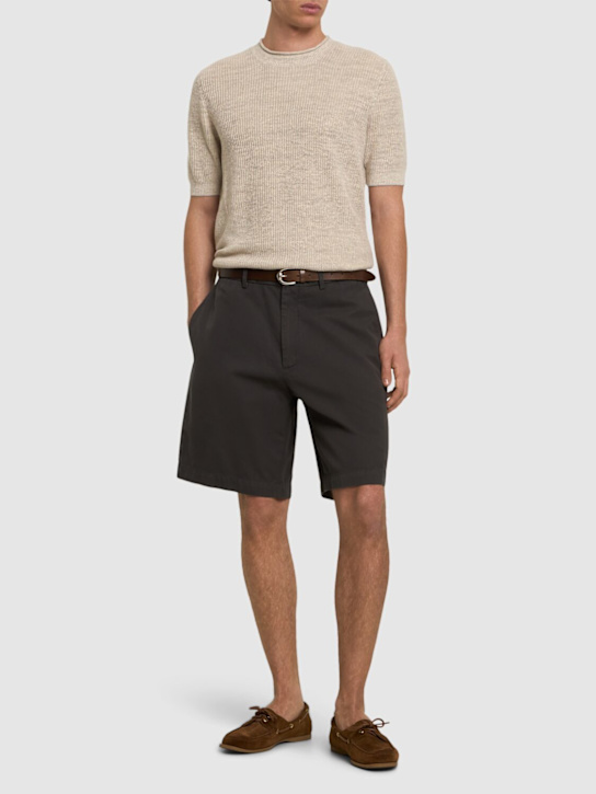 Brunello Cucinelli: Cotton Bermuda shorts - Caffe - men_1 | Luisa Via Roma