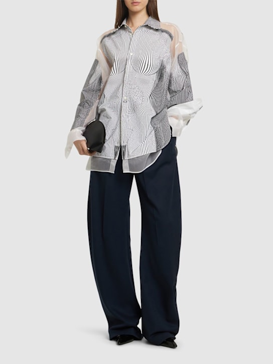 Jean Paul Gaultier: Body morphing pinstripe silk shirt - women_1 | Luisa Via Roma