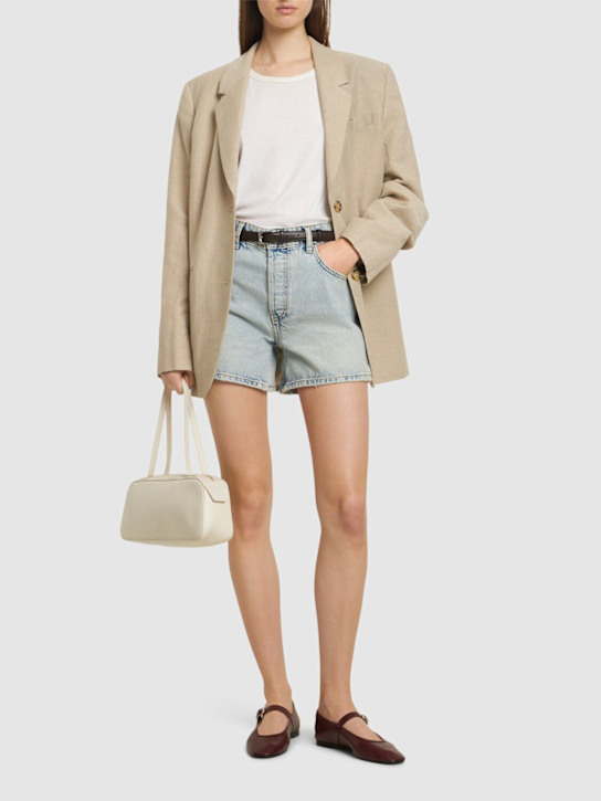 ANINE BING: Dalton cotton denim shorts - women_1 | Luisa Via Roma