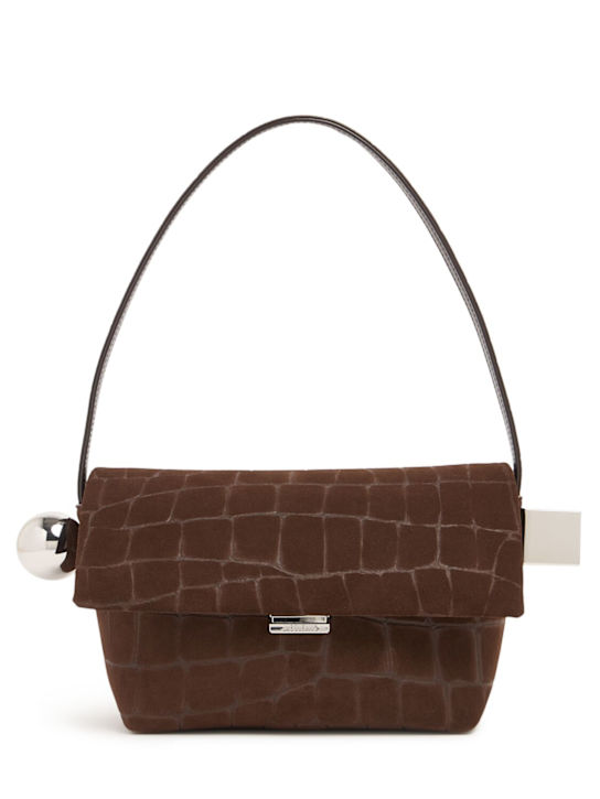 Le Rond Carre croc suede shoulder bag