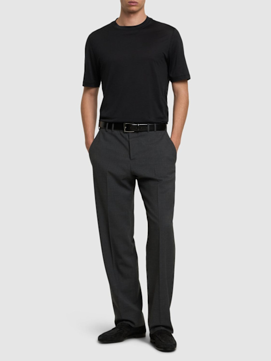 Brunello Cucinelli: Silk & cotton jersey t-shirt - Black - men_1 | Luisa Via Roma