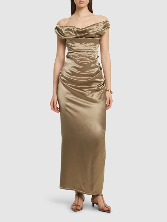Vivienne Westwood: Ginnie draped satin long dress - women_1 | Luisa Via Roma