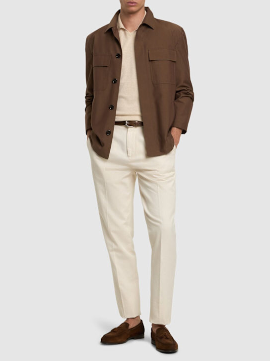 Lardini: Wool & cotton knit overshirt - men_1 | Luisa Via Roma