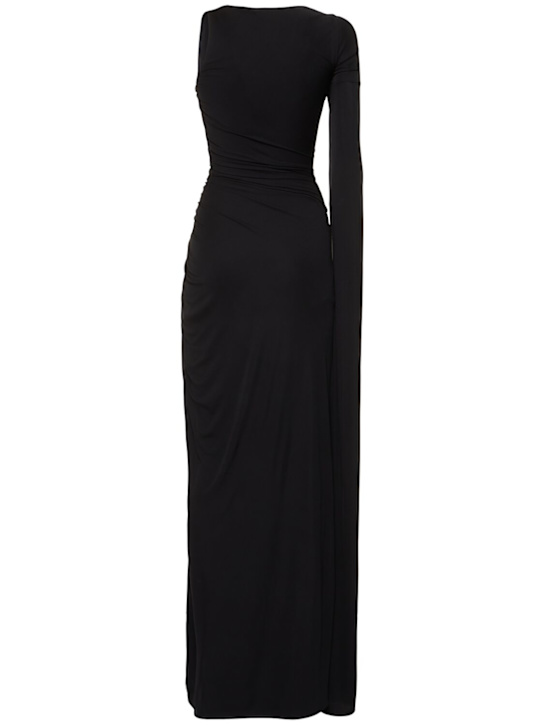 Del Core: Vestito lungo in jersey di viscosa drappeggiata - Nero - women_3 | Luisa Via Roma
