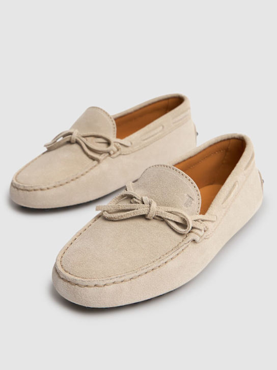 TOD'S JUNIOR: Gommino suede loafers - Beige - kids-girls_1 | Luisa Via Roma