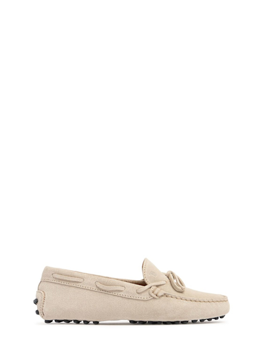 TOD'S JUNIOR: Gommino suede loafers - Beige - kids-girls_0 | Luisa Via Roma