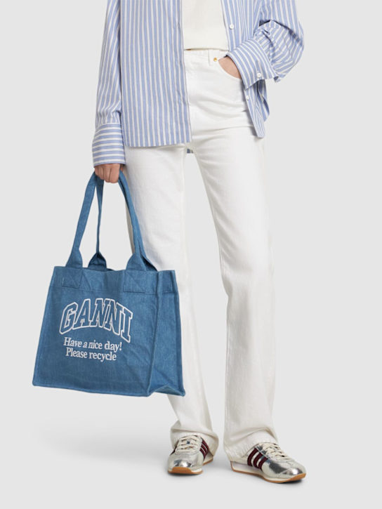 GANNI: Large Easy denim tote bag - women_1 | Luisa Via Roma