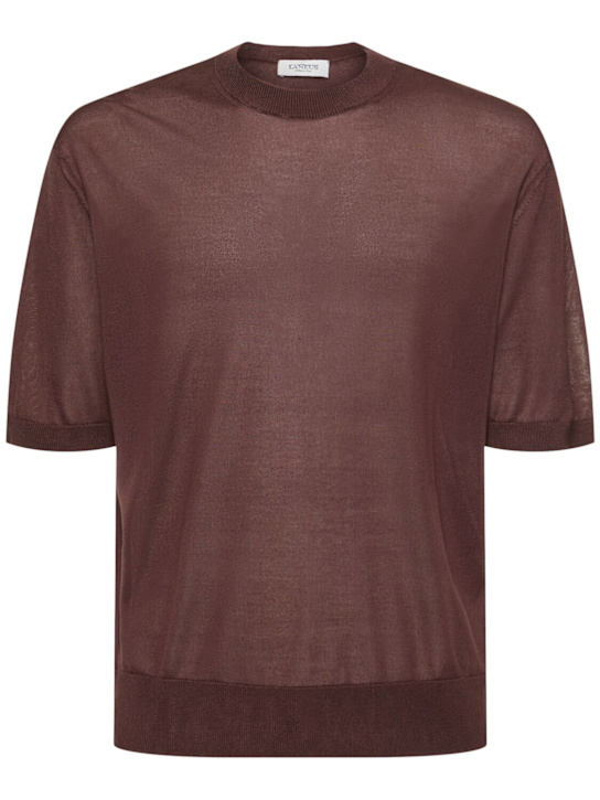Laneus: Knitted t-shirt - Cioccolato/Choc - men_0 | Luisa Via Roma