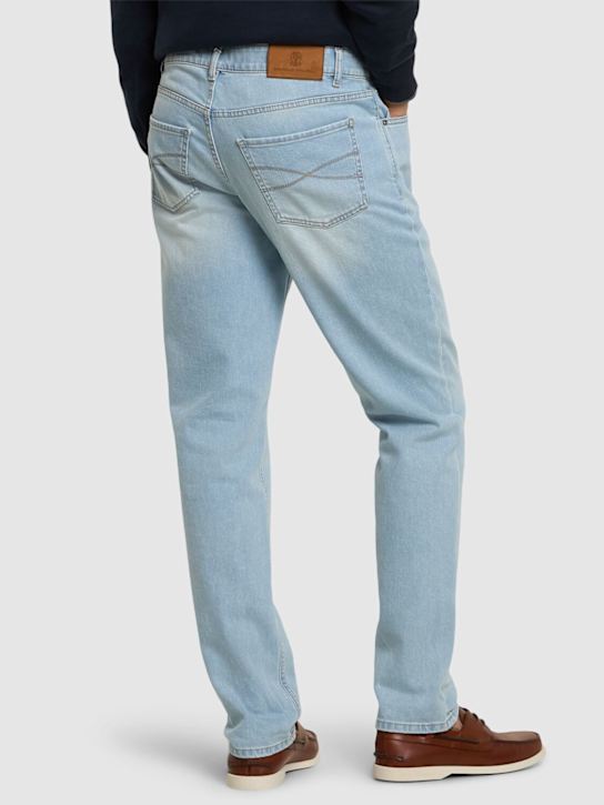 Brunello Cucinelli: 石洗棉质牛仔裤 - Light Wash - men_2 | Luisa Via Roma